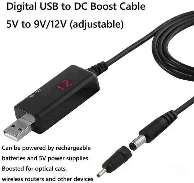 Alt view image 2 of 3 - USB Step Up Boost Converter DC 5V to 9V/12V with Digital LED Display, 3.5x1.35mm DC Barrel Connector Adjustable Voltage Power Supply Adapter