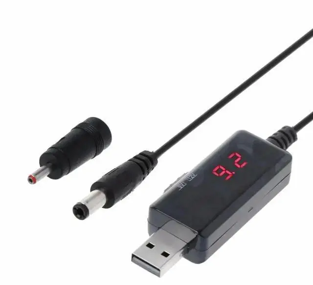 Alt view image 3 of 3 - USB Step Up Boost Converter DC 5V to 9V/12V with Digital LED Display, 3.5x1.35mm DC Barrel Connector Adjustable Voltage Power Supply Adapter