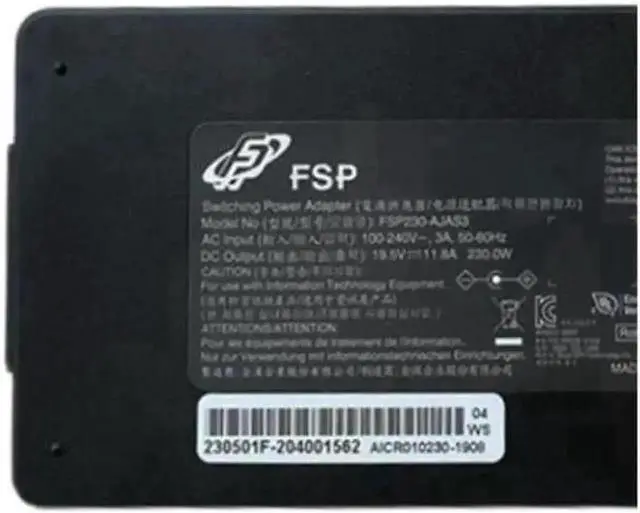 Alt view image 3 of 4 - FSP230-AJAS3 230W Laptop AC Power Adapter Charger, 19.5V 11.8A 5.5x2.5mm Barrel Tip High Power Gaming Notebook Replacement Supply