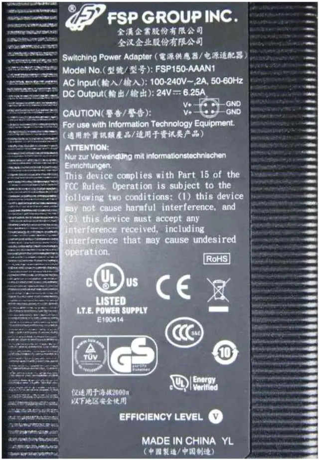 Alt view image 2 of 2 - 24V 6.25A 150W 4PIN AC DC Power Adapter Replacement for FSP FSP150-AAAN1 FSP150-ABA, Compatible with PIONEER MAW-EM55 POS System Monitor Charger