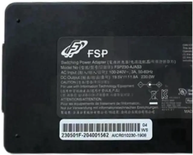 Alt view image 2 of 4 - 230W 19.5V 11.8A AC DC Power Adapter 5.5x2.5mm DC Plug Replacement for FSP FSP230-AJAS3 High Power Gaming Laptop Charger Power Supply