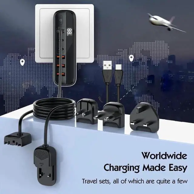 Alt view image 3 of 7 - 140W GaN USB-C Charger Block, QC3.0 Fast Charging Desktop Type-C Power Adapter Compatible with iPhone, Xiaomi, Samsung Smartphones, Black
