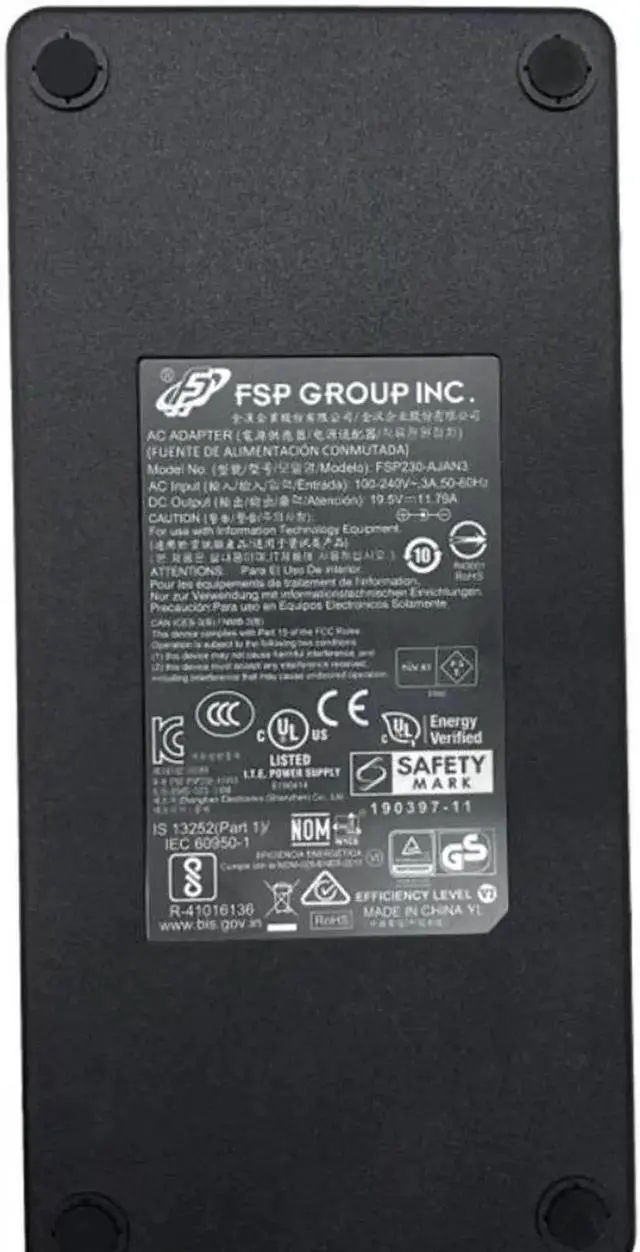 Alt view image 3 of 3 - FSP FSP230-AJAN3 230W AC Power Adapter 19.5V 11.79A Replacement Charger Compatible with GALLERIA GCR2070RGF-QC-B GCR1660TGF-QC-G, AOC AG353UCG Gaming Monitor, XPG Xenia 15, Intel NUC & Tongfang QC7 Mi