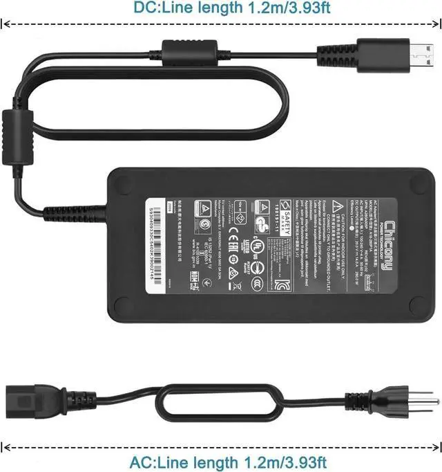 Alt view image 3 of 6 - 280W 20V 14A Chicony AC Charger ADP-280BB B A18-280P1A S93-0409330-C54, USB Tip Power Adapter for MSI GS77 GE66 GE76 Raider GP66 GP76 Leopard, Clevo X170SM-G X170KM-G Gaming Laptops