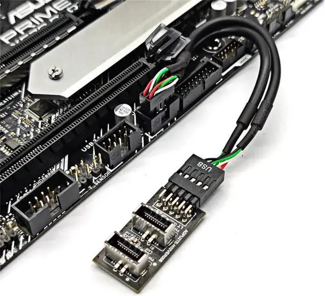 Alt view image 2 of 6 - Motherboard USB 2.0 9Pin Header to Dual USB 3.2 Type-E Key-A Front Panel Splitter Cable, 6 Inch Internal Extension Adapter, 9Pin Header to 2 USB 3.2 Type-E Motherboard Connectors