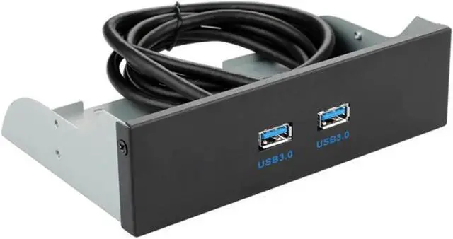 Alt view image 2 of 3 - 5.25 Inch Internal Drive Bay USB 3.0 Front Panel Hub, 2 Port USB3.0 Type-A Female to Motherboard 20Pin Header Splitter Cable, Metal Bracket for CD-ROM Bay PC Case Upgrade