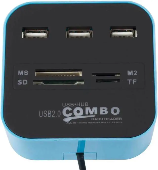 Alt view image 5 of 5 - 3-Port USB 2.0 Combo Hub with Built-in Card Reader, Mini All-in-One USB Splitter, Up to 480Mbps Transfer Speed for Laptop Desktop PC