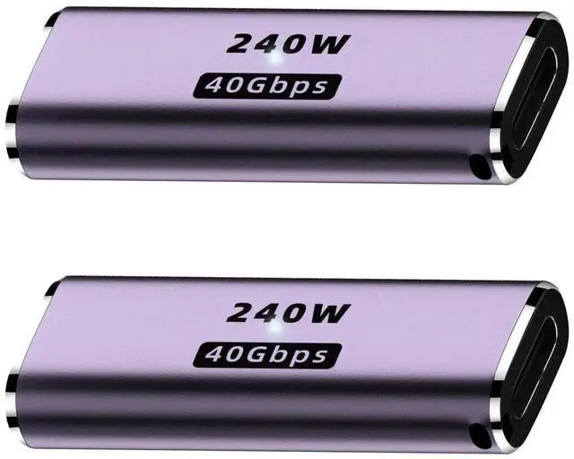 Main image of 2 Pack Straight 90 Degree USB C Right Angle Adapter, 40Gbps Data, 240W PD Fast Charging, 8K@60Hz Video Elbow Converter for Laptops, Docks, Phones