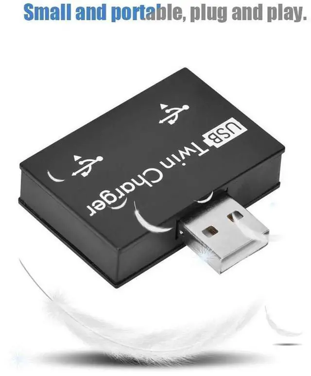 Alt view image 3 of 7 - Black Mini USB 2.0 Splitter Hub, Male to Dual 2-Port USB Charging Adapter Converter, Portable Twin USB Port Expander for Phones, Laptops and Power Banks