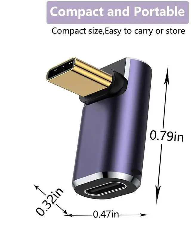 Alt view image 4 of 6 - 2 Pack 90 Degree Right Angle USB-C Adapter, 40Gbps Data, 240W PD Fast Charging & 8K@60Hz Video Elbow Converter, Compatible with MacBook Pro/Air, Steam Deck, Switch, VR Headsets & All USB-C Devices