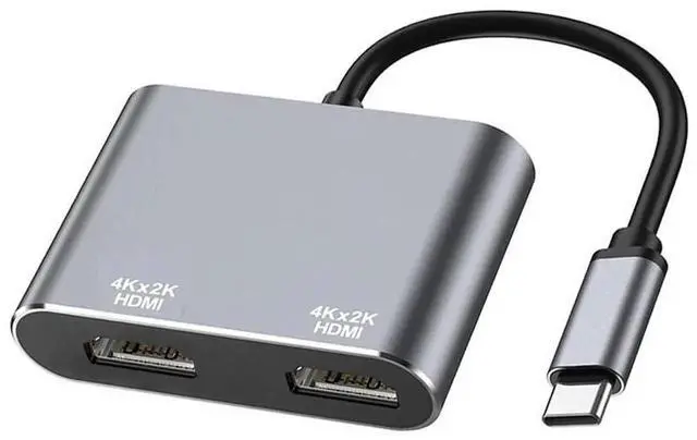 Main image of USB-C to Dual HDMI 4K@60Hz Adapter, Type-C Dual Monitor Splitter Supporting Extended Display Mode, Multiport Display Converter Compatible with MacBook Air/Pro, Dell XPS, HP, Surface & Chromebook Lapto