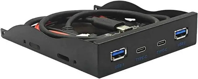 Alt view image 2 of 6 - 3.5 Inch Floppy Bay USB 3.2 Gen2 10Gbps Front Panel Hub, 2×USB-C + 2×USB-A 4 Ports PC Case Expansion Splitter, 20Pin Key-A Type-E Motherboard Header with 2FT Internal Cable