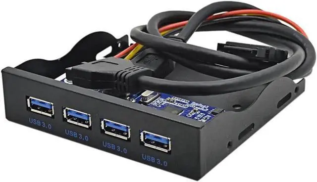 Alt view image 2 of 5 - 3.5 Inch Floppy Bay USB 3.0 Front Panel Hub, Internal 19/20Pin Header to 4 USB3.0 Type-A Ports Splitter for Desktop PC Case Expansion