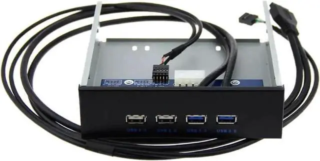 Alt view image 2 of 3 - 5.25 Inch PC Case Front Panel 4-Port USB Hub, 2 USB3.0 + 2 USB2.0 with 2.6FT Extension Cable to Motherboard USB Header