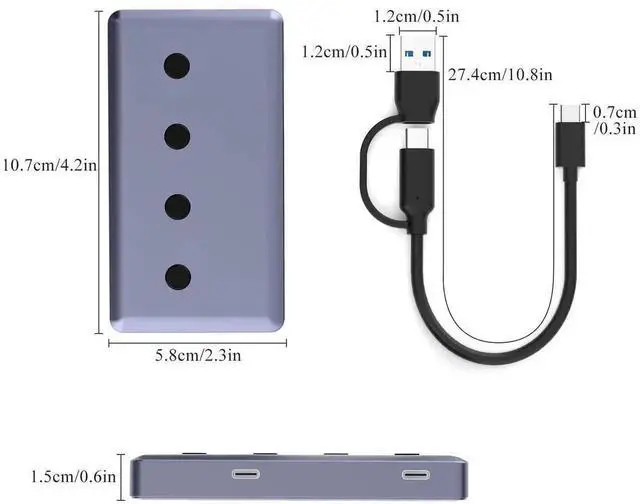 Alt view image 6 of 7 - 6 Port USB 3.2 Hub Splitter, USB-A & USB-C Ports with USB-C Power Input, 10Gbps High Speed Data Hub for PC, External HDD, Flash Drives, Keyboard and USB Peripherals