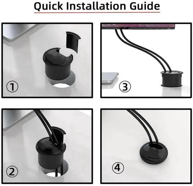 Alt view image 2 of 7 - USB 3.0 Flush Mount Desktop Hub, 60mm 2.36 Inch Grommet Hole Dock with 3 USB3.0 Ports and 3.5mm Audio Jack for Office Desk Port Expansion