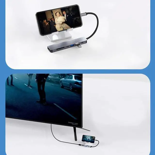 Alt view image 5 of 7 - 7-in-1 Multiport USB C Hub Adapter, 4K@30Hz HDMI, USB3.0/USB2.0, USB-C, SD/TF Card Reader, 100W PD Charging Dock for MacBook, iPad, HP, Samsung, Huawei Laptops