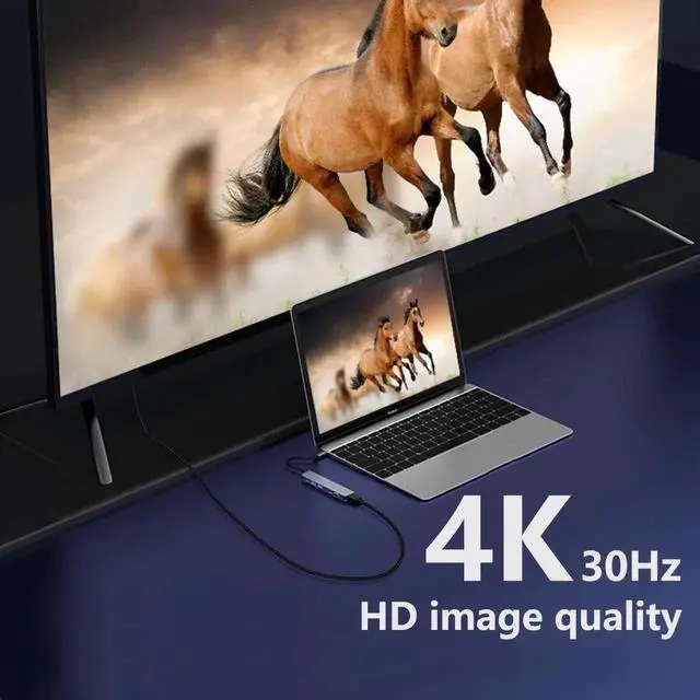 Alt view image 4 of 7 - 7-in-1 Multiport USB C Hub Adapter, 4K@30Hz HDMI, USB3.0/USB2.0, USB-C, SD/TF Card Reader, 100W PD Charging Dock for MacBook, iPad, HP, Samsung, Huawei Laptops