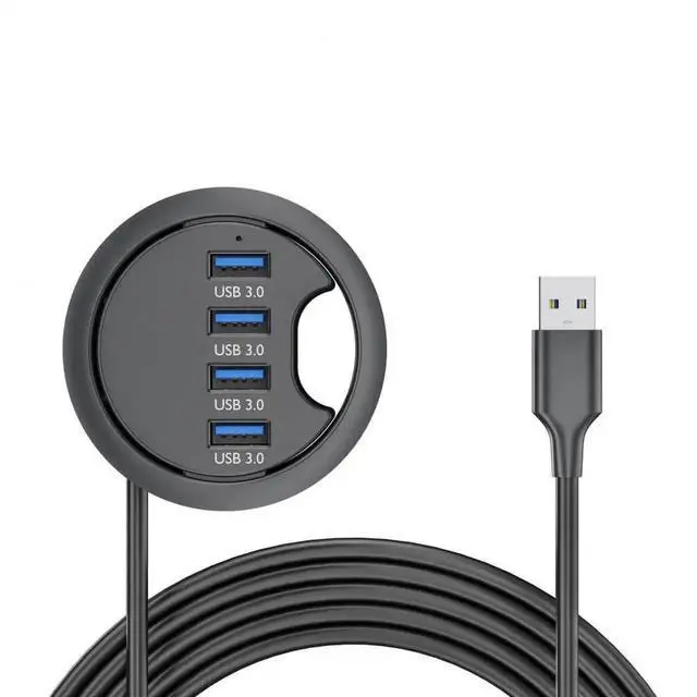 Alt view image 2 of 7 - 60mm Desk Grommet Flush Mount 4-Port USB 3.0 Hub Splitter, 5Gbps High Speed Expansion Dock Station for Office Desktop PC Cable Hole Installation