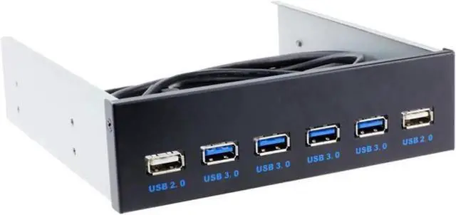 Main image of 5.25 Inch Metal Bracket Front Panel 6-Port USB Hub, 4 USB 3.0 + 2 USB 2.0 Internal Optical Drive Bay Expansion Adapter with Motherboard 20Pin Splitter Cable for Desktop PC Chassis