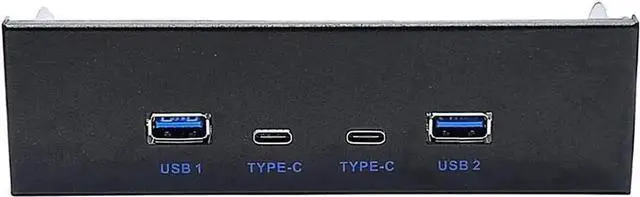 Main image of 5.25 Inch Optical Drive Bay USB 3.2 Gen 2 Front Panel Hub, 2 USB-C + 2 USB-A 10Gbps PC Expansion Adapter, 2.6FT 20Pin Key-A Type-E Motherboard Header Splitter Cable Included