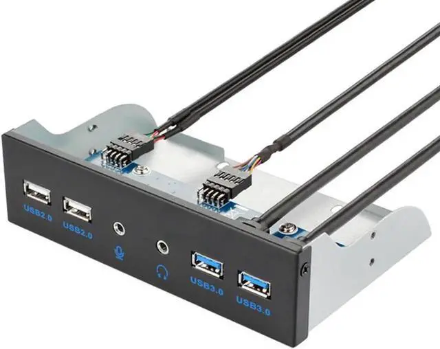 Main image of 5.25 Inch CD-ROM Bay 4-Port Front Panel USB Hub with HD Headphone & Microphone Jack, 2 USB 3.0 + 2 USB 2.0 Stereo Audio Expansion Bracket for Desktop PC Chassis