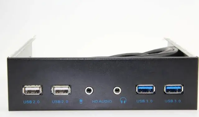 Main image of 5.25 Inch Front Panel USB Hub, 2 USB 3.0 + 2 USB 2.0 Ports with HD Audio & Mic Jack, 20 Pin Connector with 2FT Extension Cable for Desktop PC Case