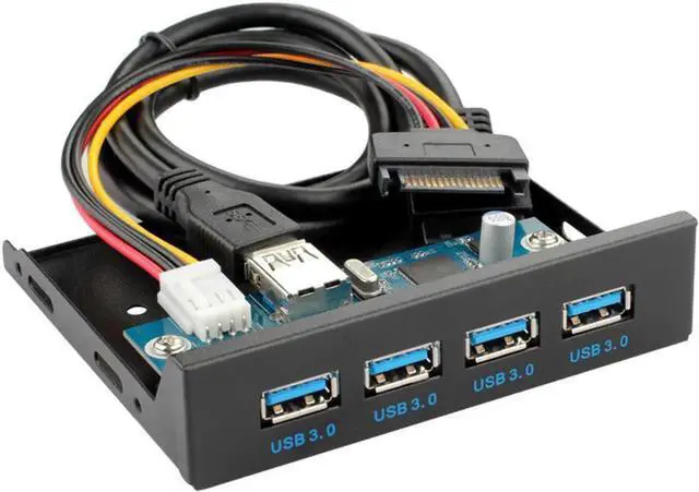 Main image of 4-Port USB 3.0 Front Panel Hub for 3.5-inch Floppy Bay, Internal Expansion Dock with 20Pin Motherboard Header Cable for Desktop PC Case
