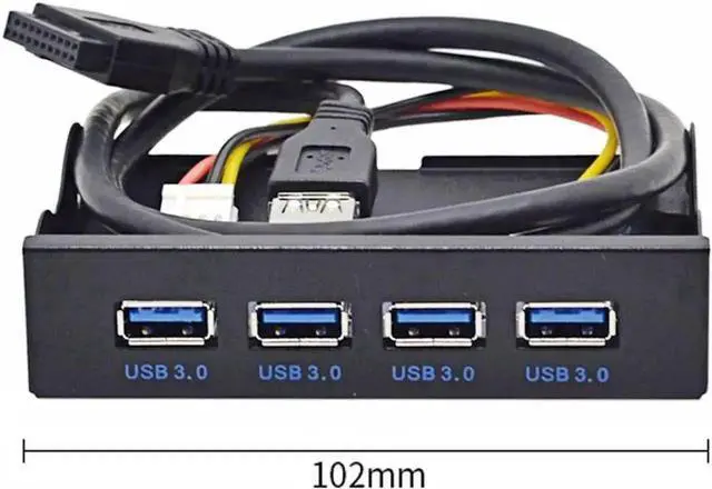 Alt view image 2 of 3 - 3.5 Inch Floppy Bay 4-Port USB 3.0 Front Panel Hub, Internal Expansion Dock with 20Pin Motherboard Header Cable for Desktop PC Case