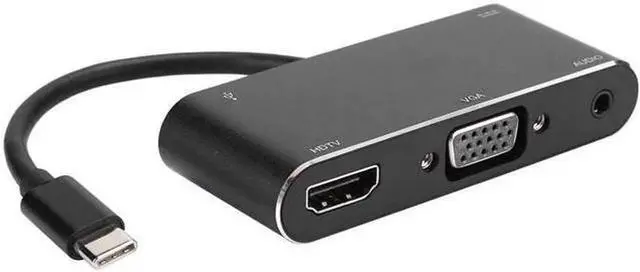 Main image of USB-C Docking Station Multiport Adapter, Supports 4K & 1080P Video, Equipped with HDMI, VGA, 3.5mm Audio Jack, USB 3.0 and USB-C Port for Laptops & USB-C Phones