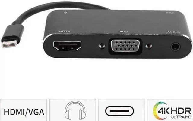 Alt view image 3 of 7 - USB-C Docking Station Multiport Adapter, Supports 4K & 1080P Video, Equipped with HDMI, VGA, 3.5mm Audio Jack, USB 3.0 and USB-C Port for Laptops & USB-C Phones