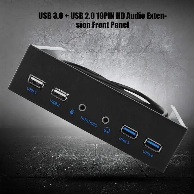 Alt view image 4 of 7 - 5.25 Inch PC Front Panel USB Hub, Internal Front Bay Expansion Panel with 2 USB3.0 + 2 USB2.0 Ports, HD Audio Jack, 19Pin USB Header Extension, Compatible with Windows XP/Vista/2003/2008 All Windows S