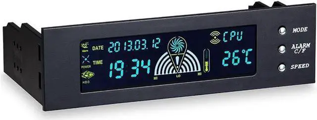 Main image of 5.25 Inch PC Front Bay Fan Speed Controller, 3-Channel Automatic Temperature Control with HDD & CPU Temp Sensor, LED Digital Display for Desktop Chassis Cooling Adjustment