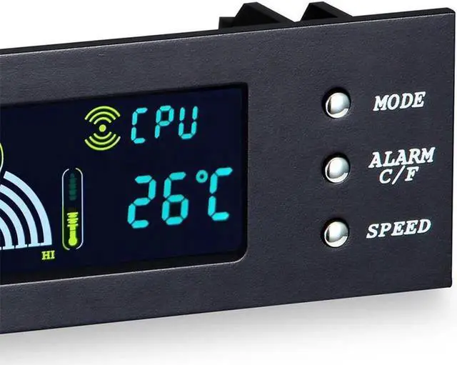 Alt view image 7 of 7 - 5.25 Inch PC Front Bay Fan Speed Controller, 3-Channel Automatic Temperature Control with HDD & CPU Temp Sensor, LED Digital Display for Desktop Chassis Cooling Adjustment