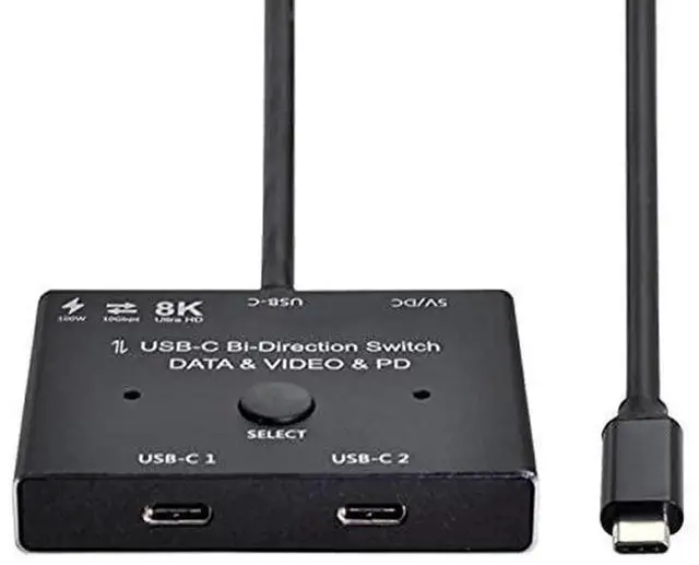 Alt view image 2 of 6 - Bi-Directional USB-C MST 1-in-2 Switch Hub, Supports 8K@30Hz Video, 10Gbps USB 3.2 Data & 100W PD Pass-Through, 2-Way Type-C Selector for Laptops, Monitors and Docking Stations