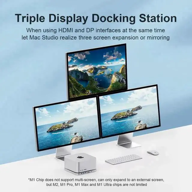 Alt view image 6 of 7 - Hagibis MC25 Pro HD USB-C Docking Station with Dual Hard Drive Enclosure, 4K@60Hz DP1.4 & HDMI Type-C Hub for Mac Mini M2, Mac Studio M1 Max/M1 Ultra, Supports M.2 NVMe SSD & 2.5" SATA HDD, 10Gbps USB