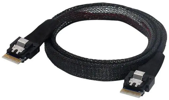Alt view image 2 of 7 - 50cm SFF-8654 Male to Male Slimline SAS 4.0 Internal Cable, 38Pin 4i PCIe 4.0 Slim SAS Wire for Server RAID Controller, NVMe Backplane & High-Density Storage Chassis