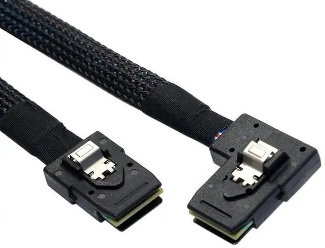 Alt view image 2 of 7 - 80cm Ultra Slim Flat SFF-8087 to SFF-8087 Mini SAS Cable, 36Pin Left 90 Degree Angled Server RAID Data Cable for Storage Backplane & PCIe RAID Controller