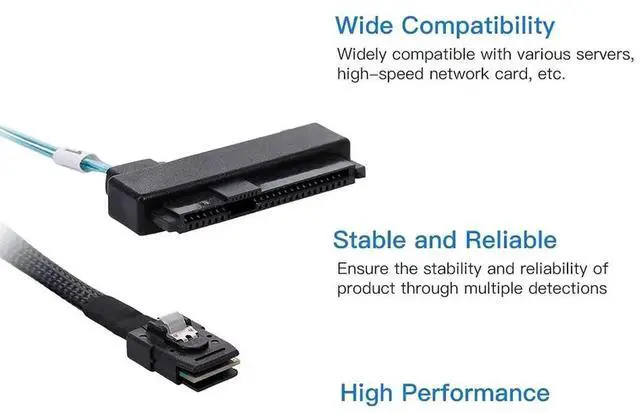 Alt view image 3 of 7 - 50cm SFF-8087 to 4 SFF-8482 Mini SAS Breakout Cable with SATA Power, 36Pin Host to Quad Hard Drive Target Wire for Server RAID Storage Array