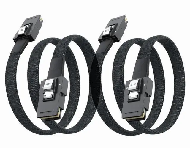 Main image of 2 Pack 1M 3.3ft SFF-8087 to SFF-8087 Internal Mini SAS Cable, 6Gbps 100-Ohm Hot-Swap SAS Wire Compatible with SATA, for Server RAID Card & Hard Drive Backplane