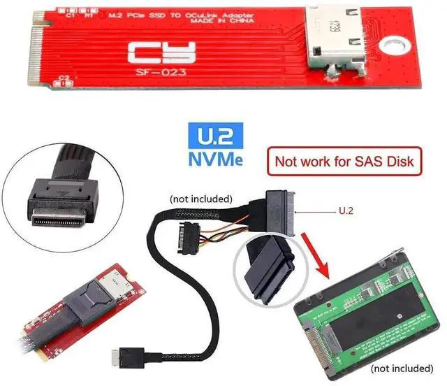 Alt view image 6 of 7 - PCIe 4.0 M.2 M-Key to OCuLink SFF-8611/SFF-8612 Host Adapter, 2260 NGFF NVMe SSD Converter Card for U.2 Drives & External eGPU