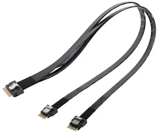 Alt view image 6 of 7 - 50cm PCIe 4.0 Ultraport Slimline SAS Fanout Cable, SFF-8654 8i 74Pin Host to Dual SFF-8654 4i 38Pin Target Server Storage Cable