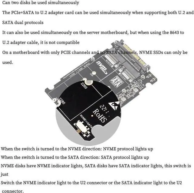 Alt view image 3 of 7 - PH416BOX 2-in-1 M.2 to U.2 SFF-8639 Adapter Card, PCIe 3.0 x4 NVMe & SATA 6Gbps Dual Protocol Converter, Supports B Key / M Key M.2 SSD 2230/2242/2260/2280, 2.5-inch U.2 SSD Storage Extension Box