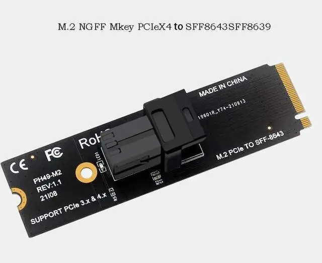 Alt view image 6 of 6 - PH49-M2 M.2 M-Key PCIe 4.0 Adapter Card, 2280 NGFF M.2 to SFF-8643 / SFF-8639 U.2 NVMe Storage Converter, Compatible PCIe X4/X8/X16 Gen3.0/Gen4.0 Server Extension Dongle