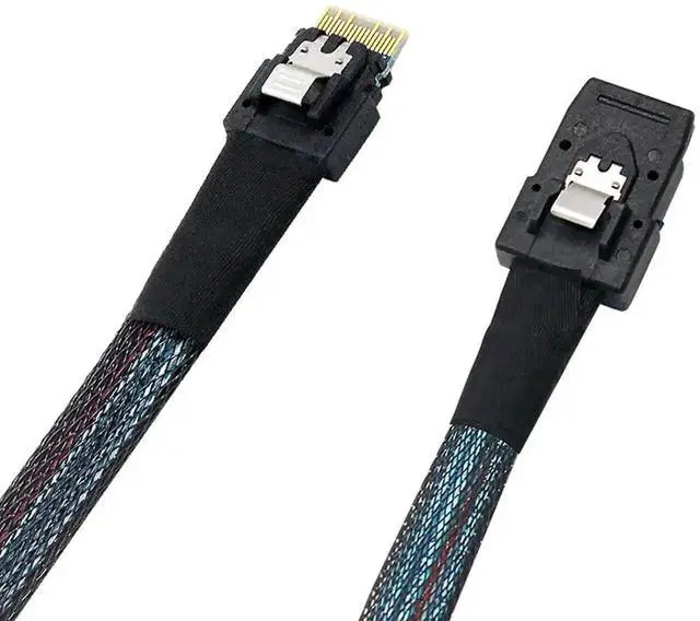 Alt view image 4 of 5 - 2 Pack 1.6FT Slimline SAS 4.0 Conversion Cable, SFF-8654 4i 38Pin Host to SFF-8087 Mini SAS 4i 36Pin Internal Server Storage Cable, Black