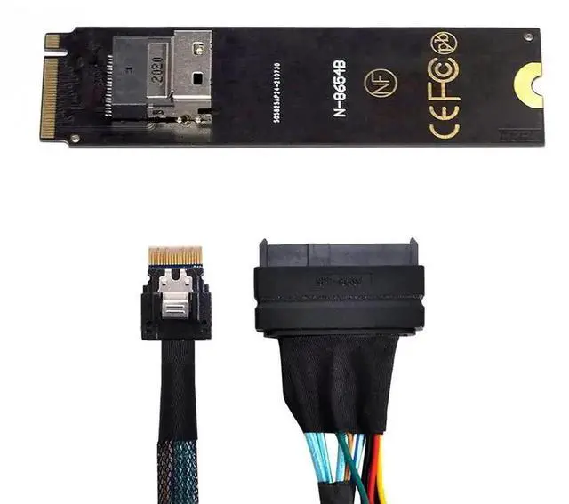 Alt view image 6 of 7 - M.2 NGFF M-Key PCIe 4.0 Expansion Kit, M.2 to SFF-8654 Slimline SAS Adapter Card + SFF-8654 to SFF-8639 U.2 NVMe Interconnect Cable, Complete Motherboard 2.5" U.2 SSD Storage Extension Solution