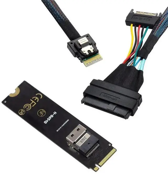 Alt view image 3 of 7 - M.2 NGFF M-Key PCIe 4.0 Expansion Kit, M.2 to SFF-8654 Slimline SAS Adapter Card + SFF-8654 to SFF-8639 U.2 NVMe Interconnect Cable, Complete Motherboard 2.5" U.2 SSD Storage Extension Solution
