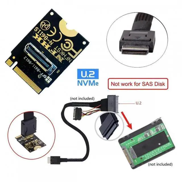 Alt view image 6 of 7 - 2230 NGFF PCIe 4.0 M.2 M-Key to OCuLink SFF-8612/SFF-8611 Vertical Adapter Card, 64Gbps NVMe Expansion Riser for Mini PC, Laptop eGPU Dock & U.2 SSD Storage Upgrade