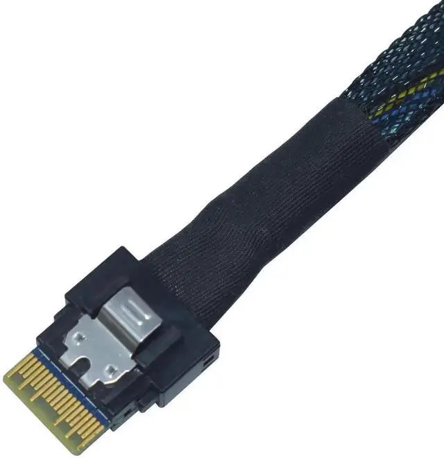 Alt view image 5 of 5 - 50cm 1.6ft PCIe 4.0 SFF-8654 Slim SAS 4i to SFF-8639 U.2 NVMe SSD Cable Adapter with 15Pin SATA Power Supply for Motherboard U2 Storage