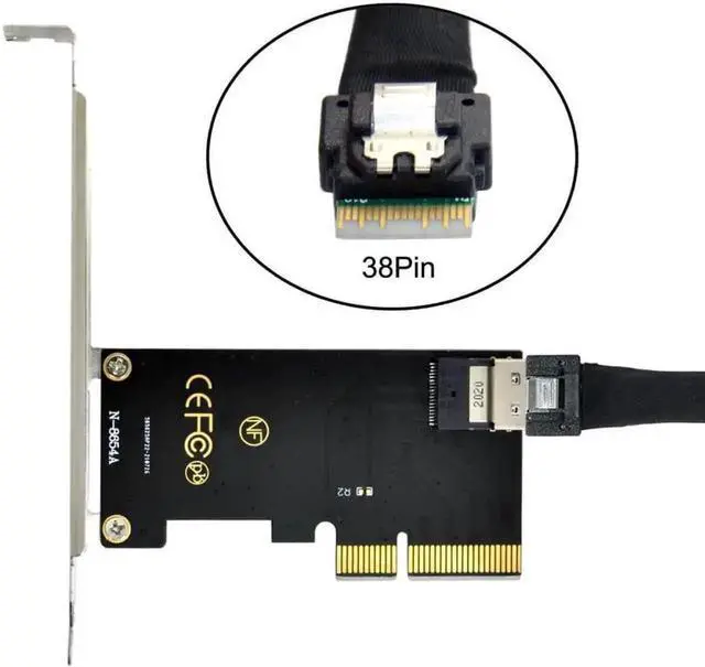 Alt view image 3 of 3 - SFF-8654 Slimline SAS PCIe 3.0/4.0 Adapter Card Kit, PCI Express to SFF-8654 Expansion Card with SFF-8654 to SFF-8639 U.2 NVMe SSD Cable for Motherboard Enterprise U2 Storage Drives